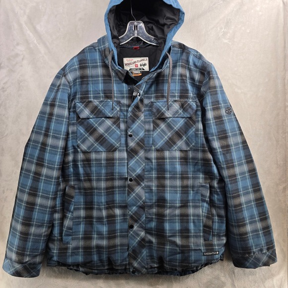 686 SIX EIGHT SIX Other - 686 SIX EIGHT SIX Snowboard Woodland Flannel Mens Thermal Jacket XXL Blue Plaid
